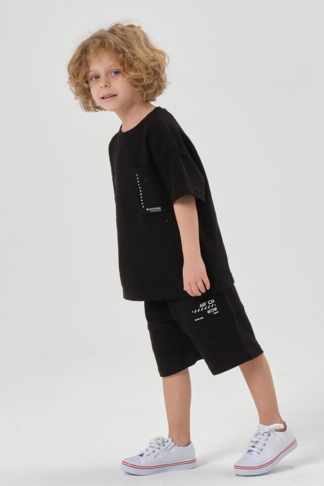 Erkek Çocuk Şort Bisiklet Yaka Üst Takım