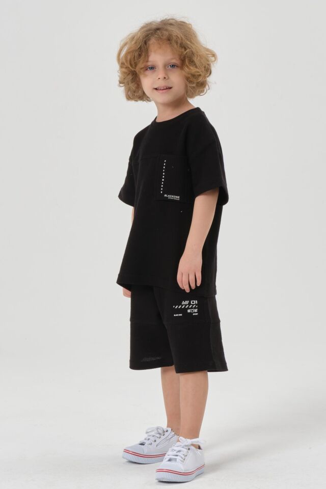 Erkek Çocuk Şort Bisiklet Yaka Üst Takım