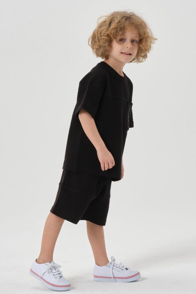 Erkek Çocuk Şort Bisiklet Yaka Üst Takım