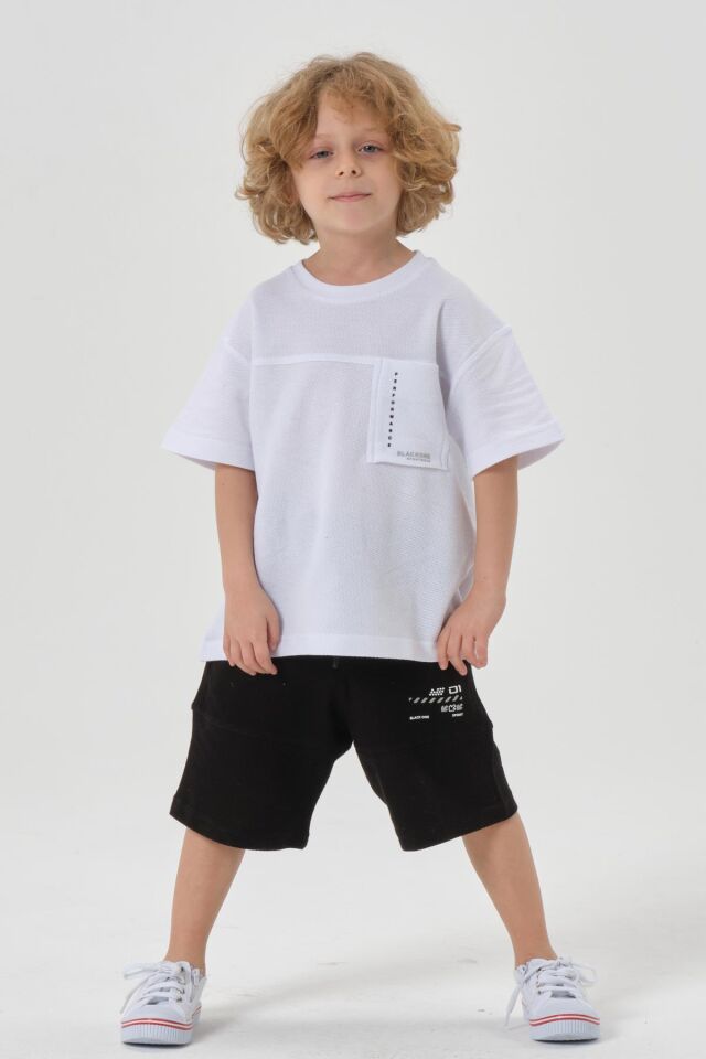 Erkek Çocuk Şort Bisiklet Yaka Üst Takım