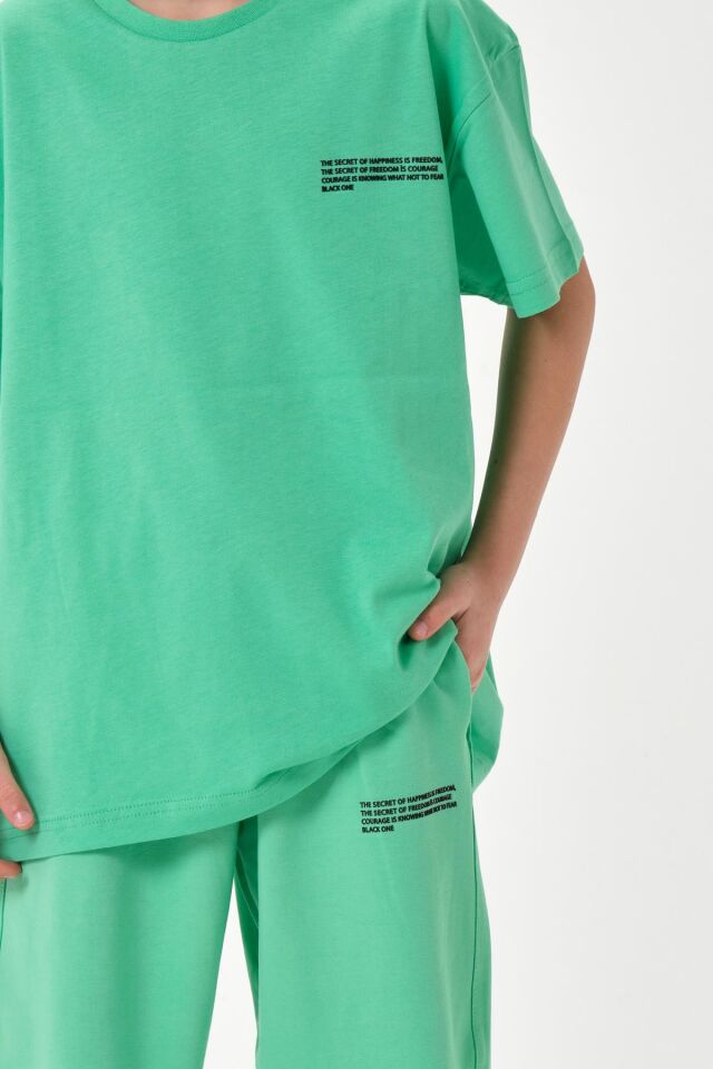 PENYE SÜPREM KUMAŞ BASKI DETAYLI ÇİFT CEPLİ AYARLANABİLİR BEL LASTİKLİ YAZLIK BİSİKLET YAKA ERKEK ÇOCUK ALT ÜST EŞOFMAN TAKIMI SPRİNG BUD - 9-10 Yaş