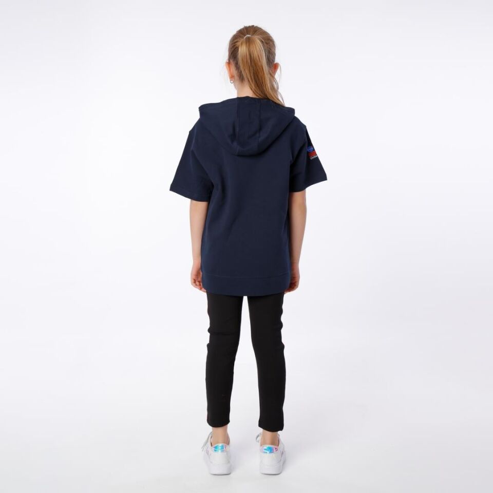 KIZ ÇOCUK NASA BASKILI KAPÜŞONLU T-SHIRT NAKIŞ DETAYLI TAYT 11-12 Yaş - LACİVERT