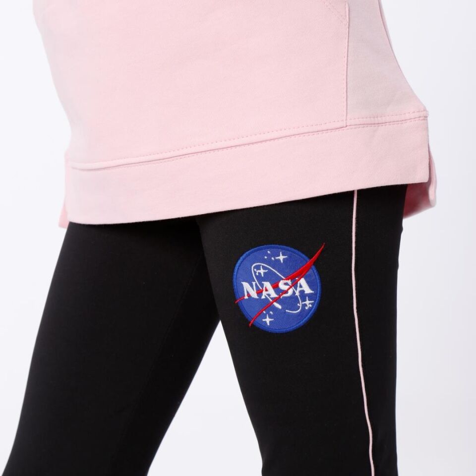 KIZ ÇOCUK NASA BASKILI KAPÜŞONLU T-SHIRT NAKIŞ DETAYLI TAYT 14-15 Yaş - PEMBE