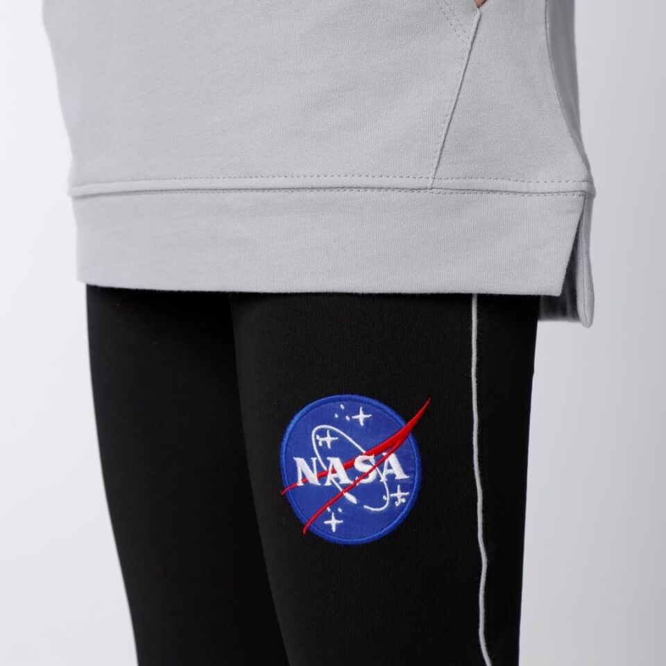 KIZ ÇOCUK NASA BASKILI KAPÜŞONLU T-SHIRT NAKIŞ DETAYLI TAYT 14-15 Yaş - KOYU GRİ