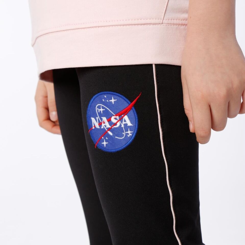 KIZ ÇOCUK NASA BASKILI KAPÜŞONLU T-SHIRT NAKIŞ DETAYLI TAYT 10-11 Yaş - SOMON