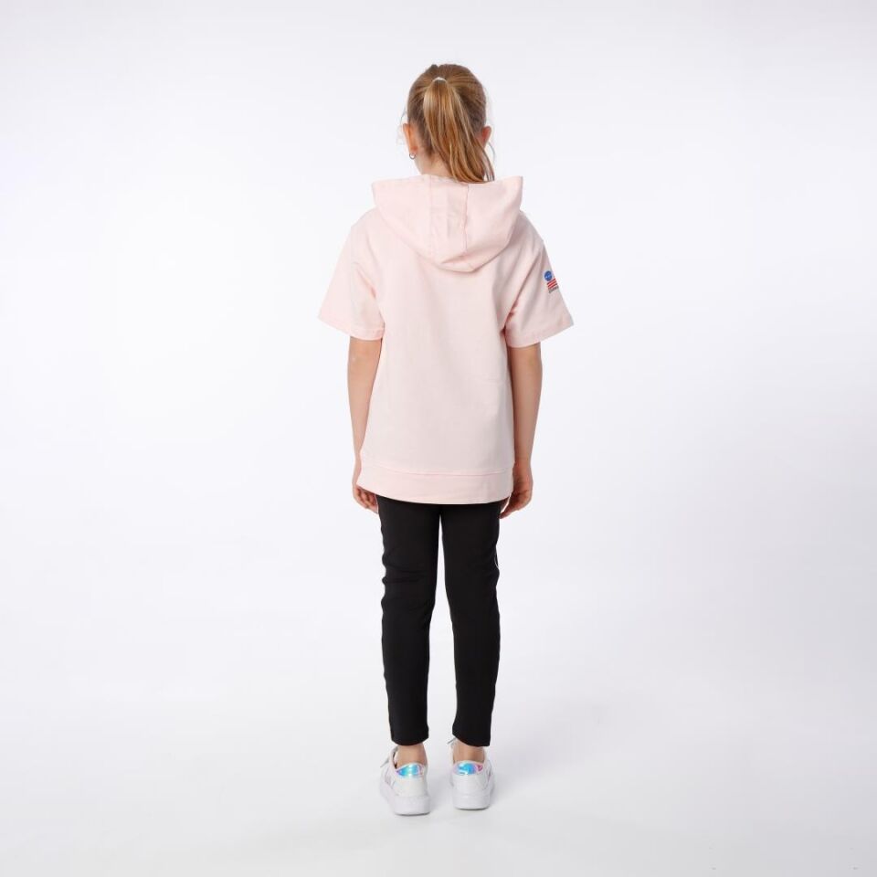KIZ ÇOCUK NASA BASKILI KAPÜŞONLU T-SHIRT NAKIŞ DETAYLI TAYT 10-11 Yaş - SOMON