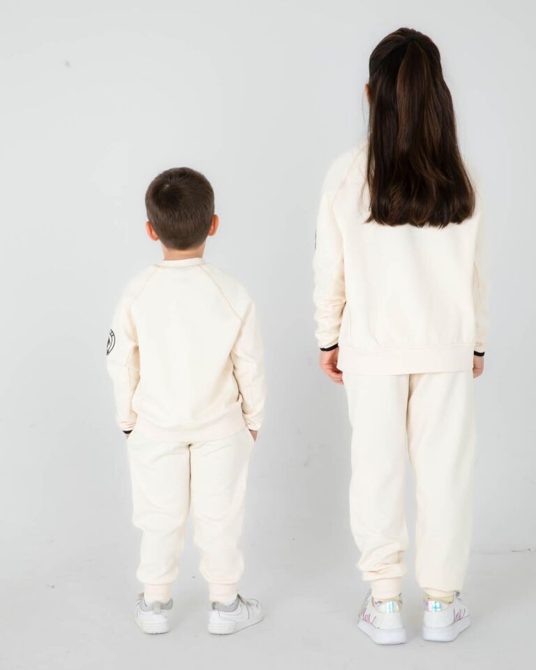 ERKEK/KIZ ÇOCUK AYARLANABİLİR  BEL BİSİKLET YAKA EŞOFMAN TAKIM SİYAH - 11-12 Yaş