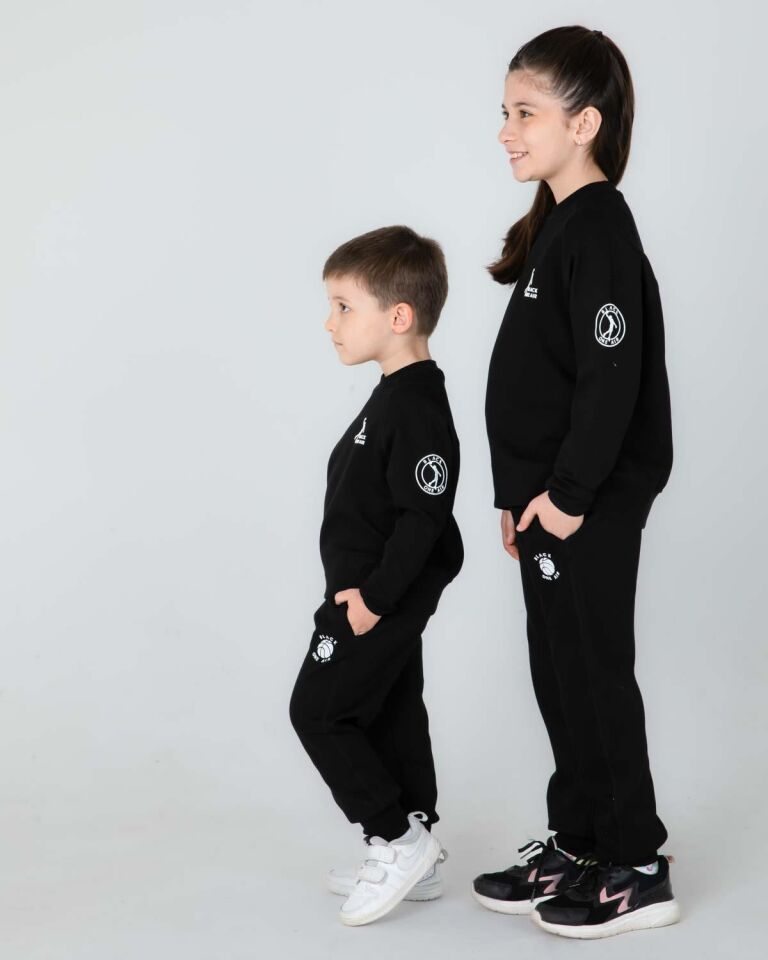 ERKEK/KIZ ÇOCUK AYARLANABİLİR  BEL BİSİKLET YAKA EŞOFMAN TAKIM BOYAMA GRİ - 3-4 Yaş