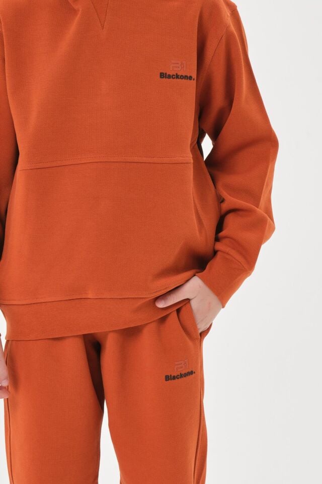 Kapüşonlu Çift Cepli Nakış Detaylı Erkek Çocuk Eşofman Takımı