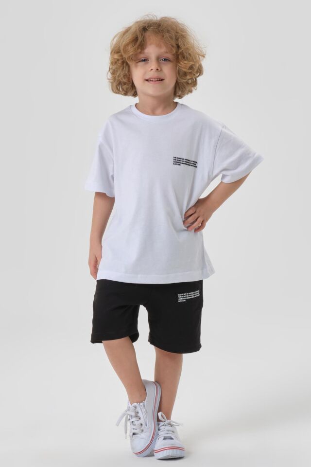 Erkek Çocuk Alt Üst Bisiklet Yaka Şort Takımı