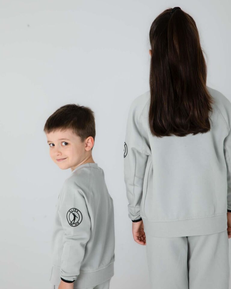 ERKEK/KIZ ÇOCUK AYARLANABİLİR  BEL BİSİKLET YAKA EŞOFMAN TAKIM BOYAMA GRİ - 7-8 Yaş