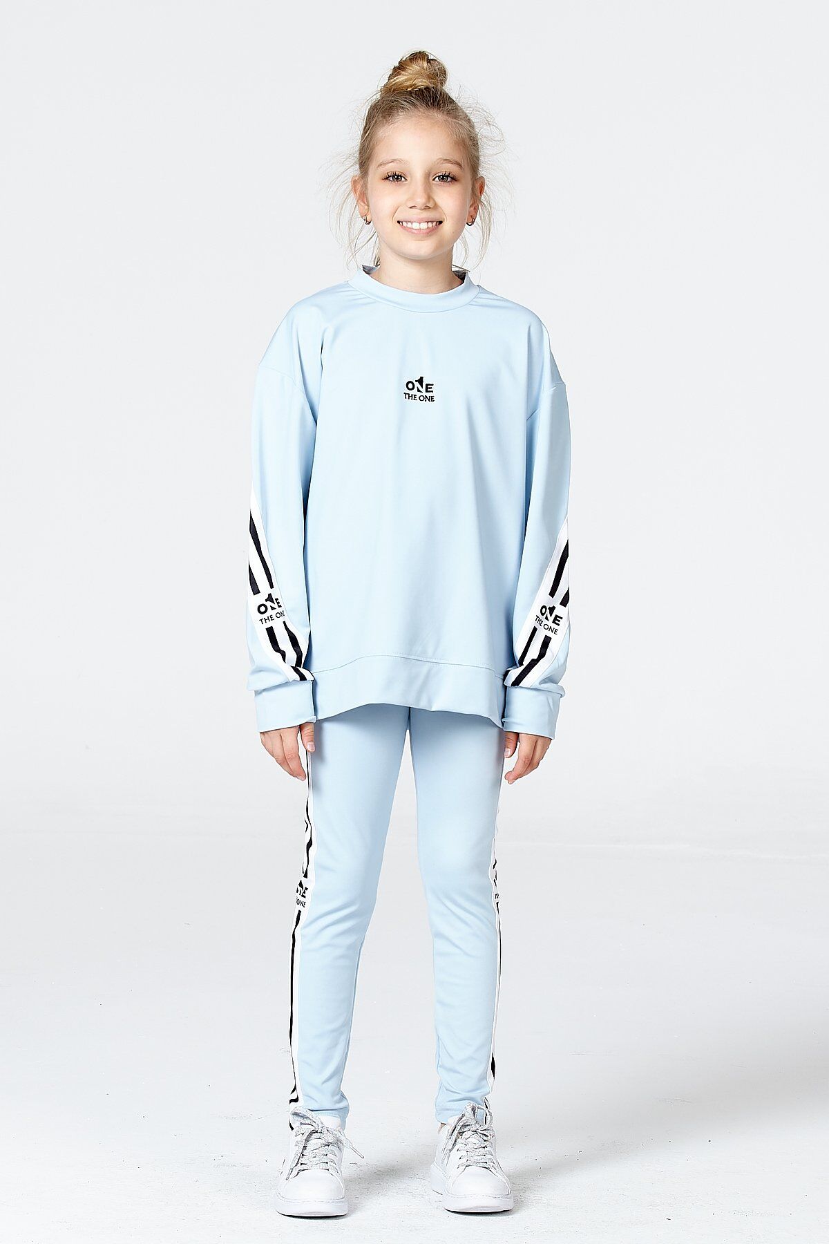 Black One Kız Çocuk Şerit Detaylı Salaş Sweat ve Tayt Spor Takım – Rahat Kesim, Yumuşak Kumaş 8-9 Yaş - MAVİ