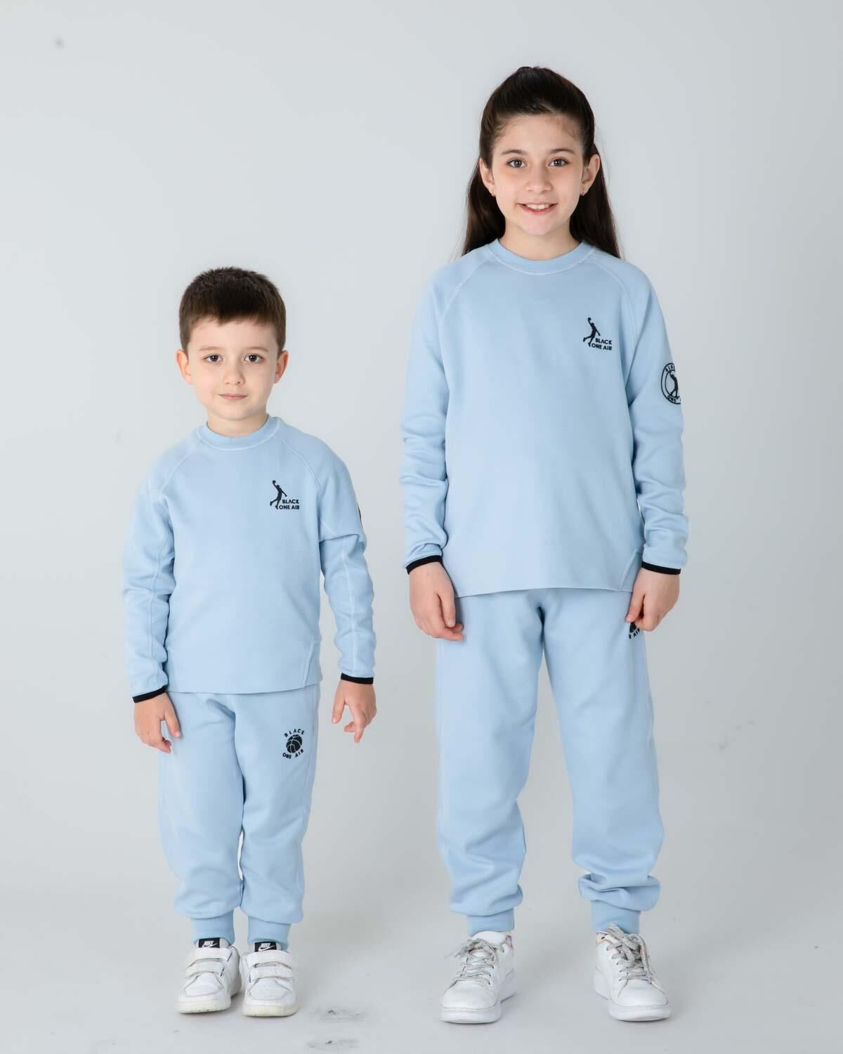 ERKEK/KIZ ÇOCUK AYARLANABİLİR  BEL BİSİKLET YAKA EŞOFMAN TAKIM MAVİ - 14-15 Yaş