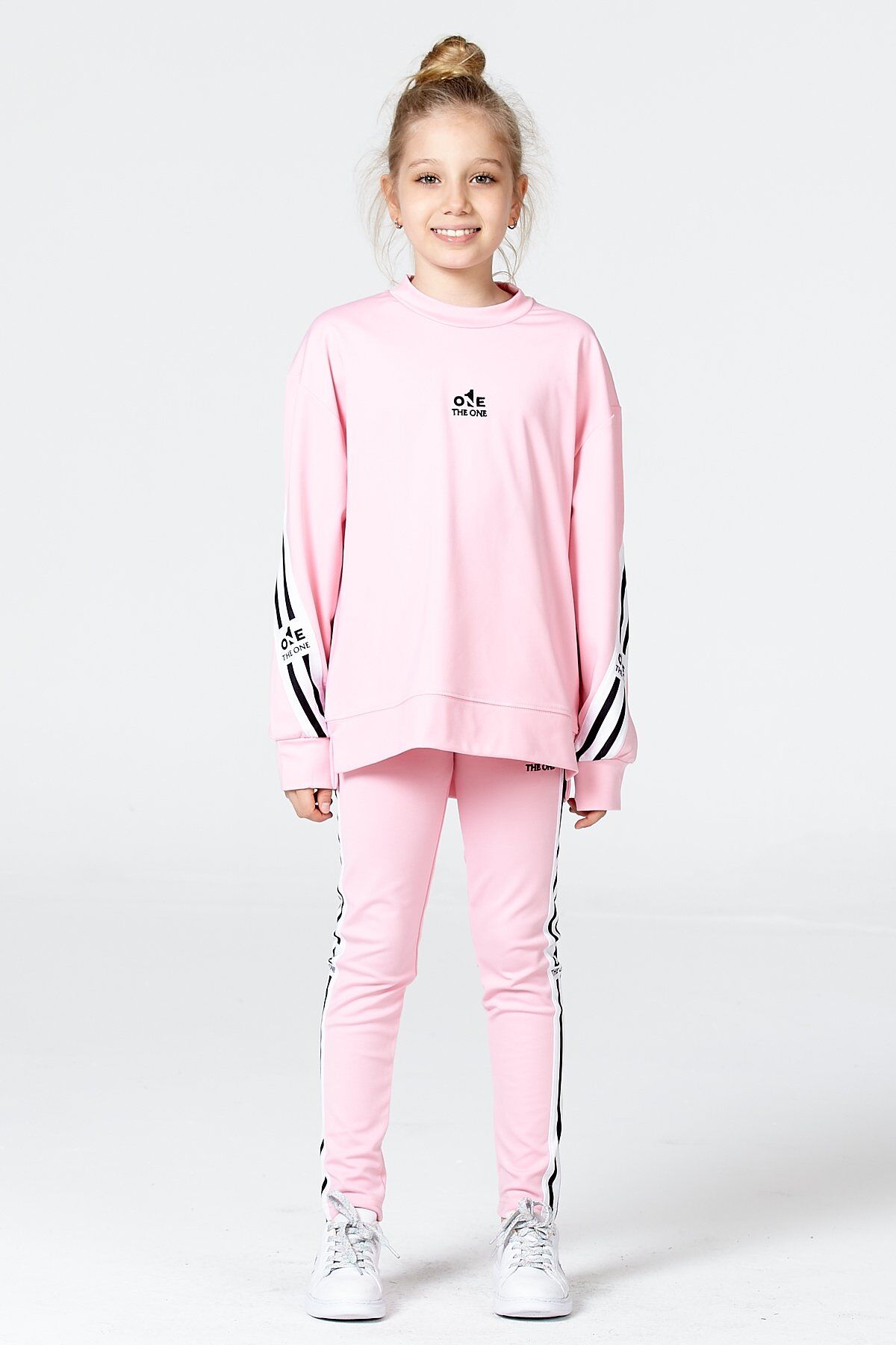 Black One Kız Çocuk Şerit Detaylı Salaş Sweat ve Tayt Spor Takım – Rahat Kesim, Yumuşak Kumaş 12-13 Yaş - PEMBE