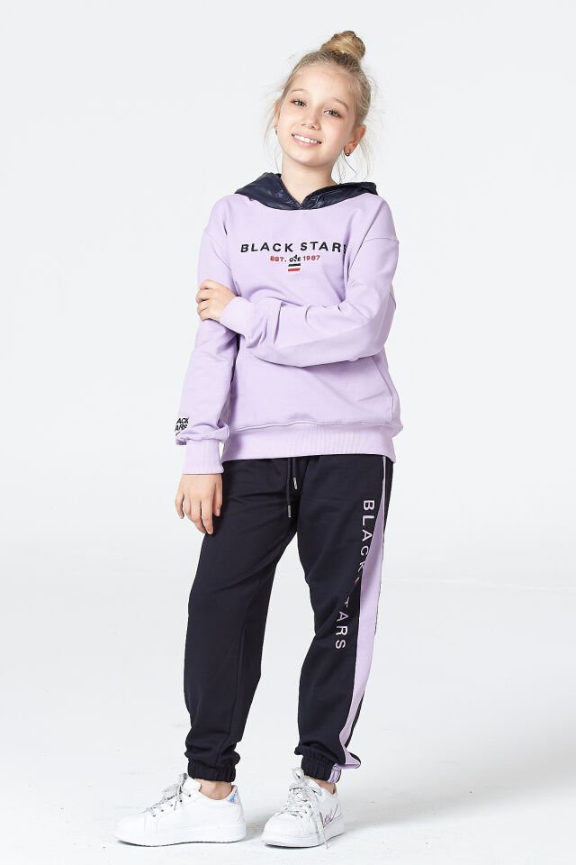 Kız Çocuk Şardonsuz 2 İplik Spor Eşofman Takımı – Normal Kalıp Mevsimlik 12-13 Yaş - LİLA