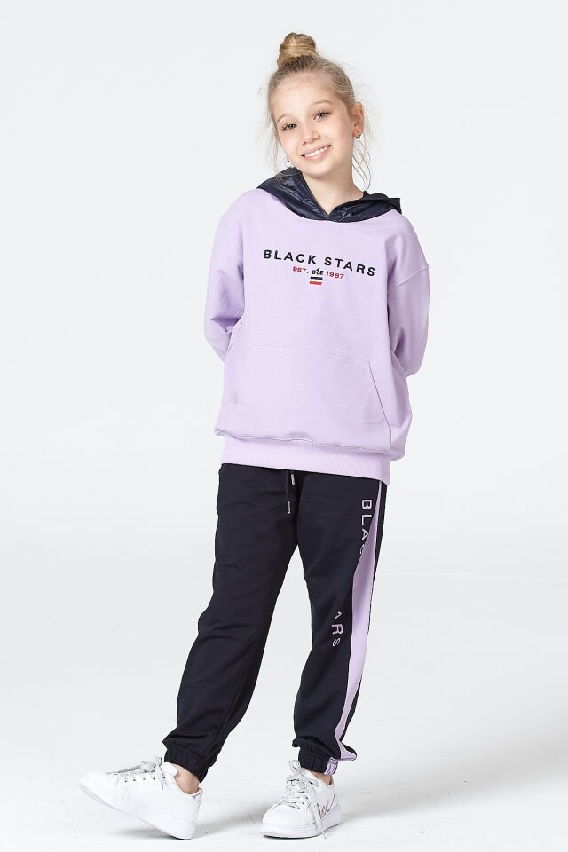 Kız Çocuk Şardonsuz 2 İplik Spor Eşofman Takımı – Normal Kalıp Mevsimlik 12-13 Yaş - LİLA