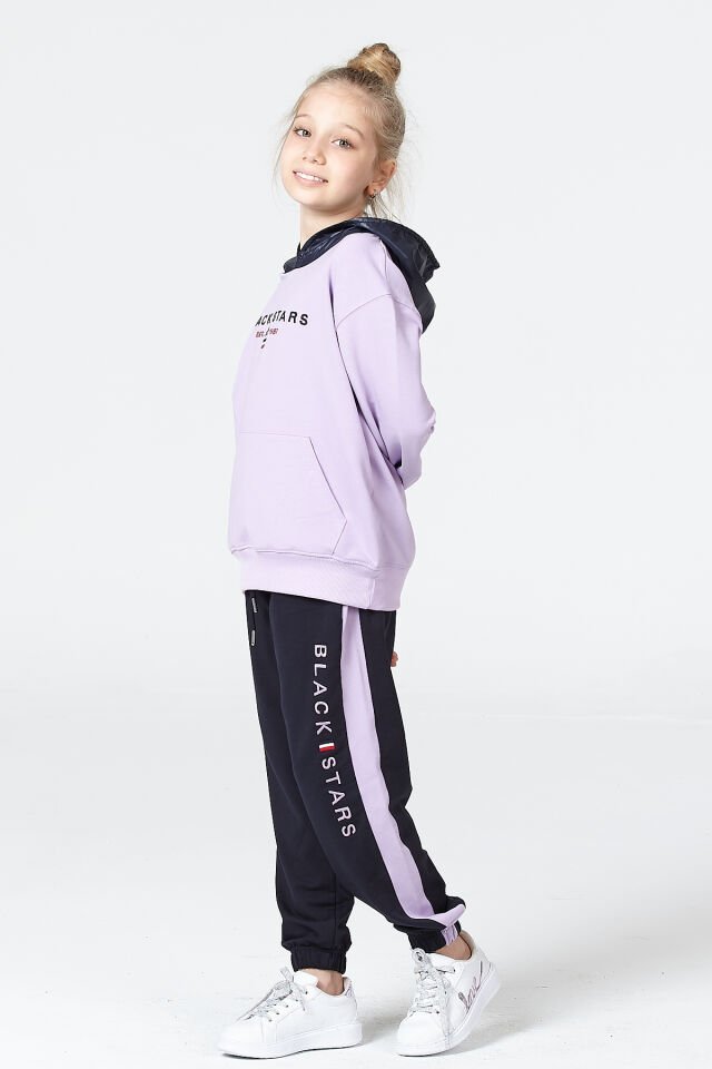 Kız Çocuk Şardonsuz 2 İplik Spor Eşofman Takımı – Normal Kalıp Mevsimlik 12-13 Yaş - LİLA