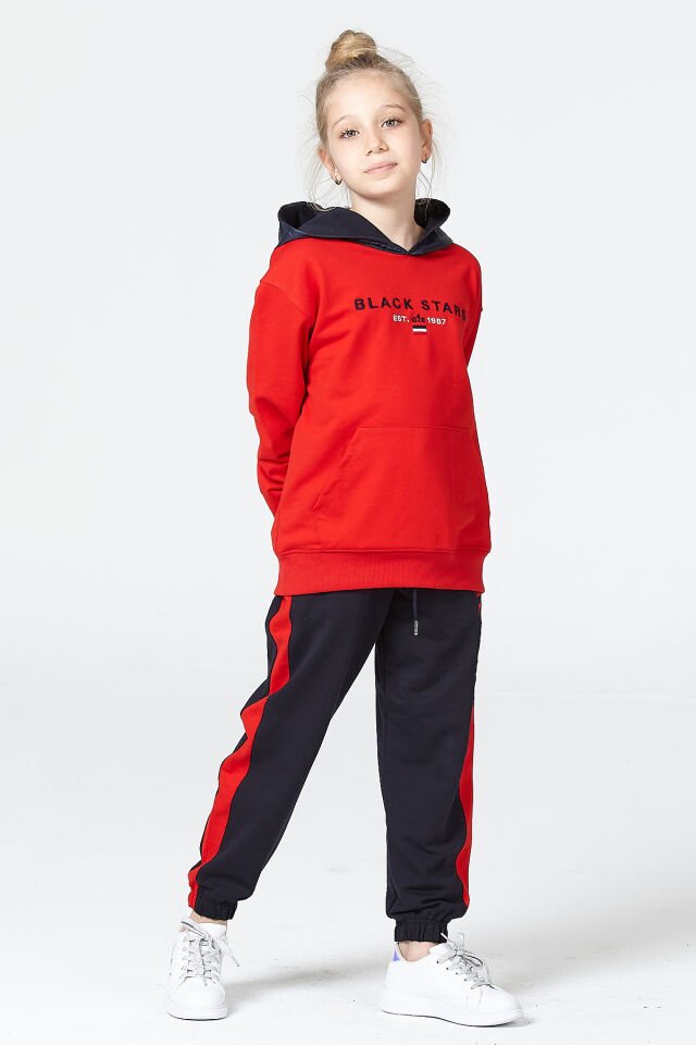 Kız Çocuk Şardonsuz 2 İplik Spor Eşofman Takımı – Normal Kalıp Mevsimlik 11-12 Yaş - KIRMIZI