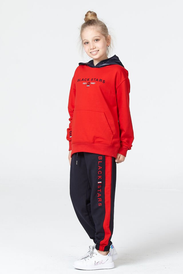 Kız Çocuk Şardonsuz 2 İplik Spor Eşofman Takımı – Normal Kalıp Mevsimlik 11-12 Yaş - KIRMIZI