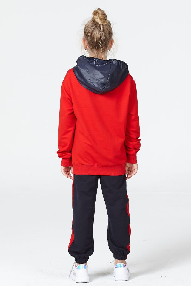 Kız Çocuk Şardonsuz 2 İplik Spor Eşofman Takımı – Normal Kalıp Mevsimlik 11-12 Yaş - KIRMIZI