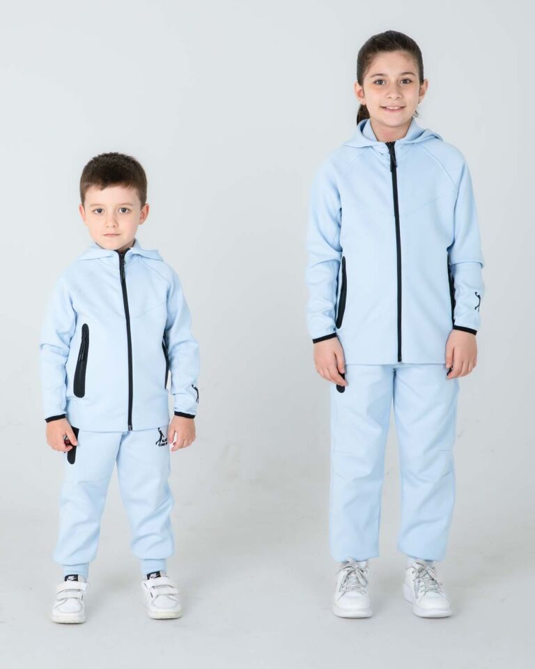 ERKEK/KIZ ÇOCUK KAPÜŞONLU LİKRALI EŞOFMAN TAKIM MAVİ - 6-7 Yaş