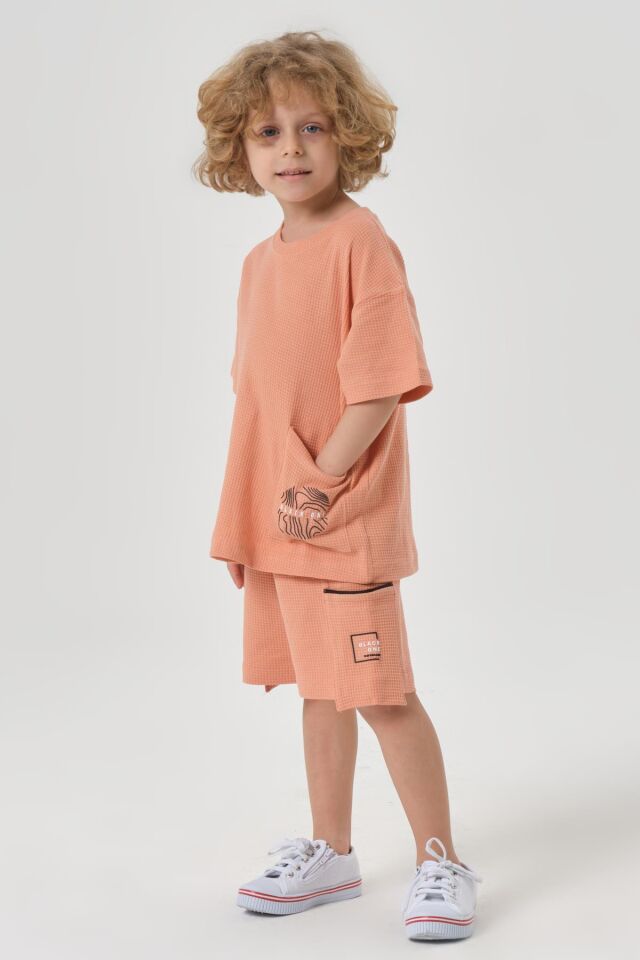 Erkek Çocuk Penye Waffle Kumaş Alt Üst Takım YAVRU AĞZI - 3-4 Yaş