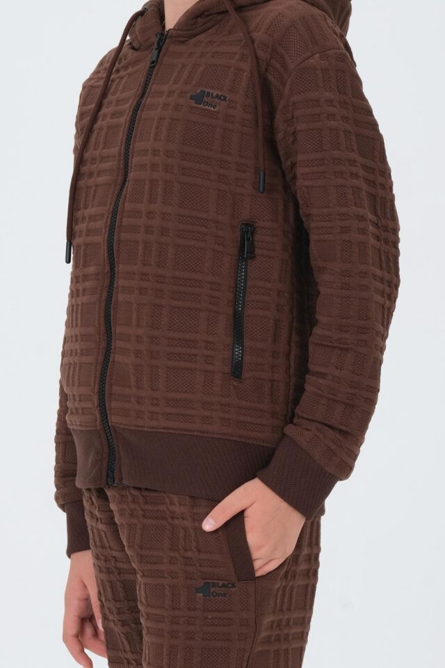 Kız Çocuk Kapüşonlu Eşofman Takımı KAHVE - 8-9 Yaş