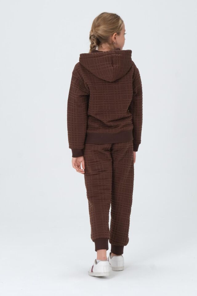 Kız Çocuk Kapüşonlu Eşofman Takımı KAHVE - 8-9 Yaş
