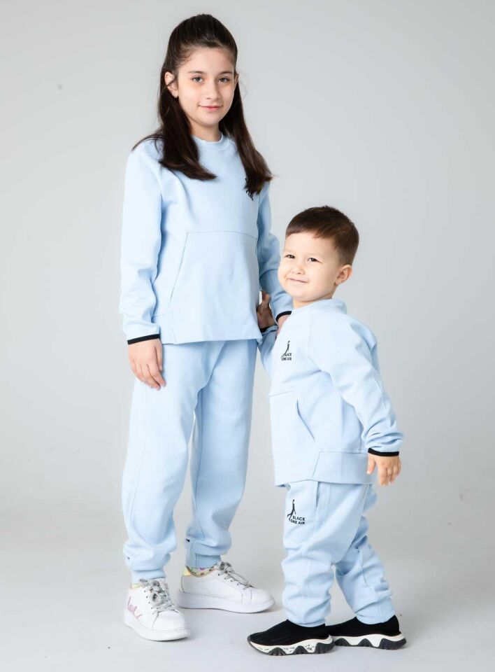 KIZ/ERKEK ÇOCUK BİSİKLET YAKA EŞOFMAN TAKIM SİYAH - 9-10 Yaş
