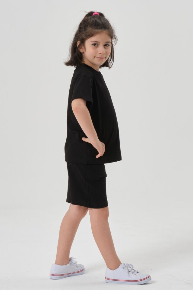 Kız Çocuk Alt Üst Bisiklet Yaka Şort Takım