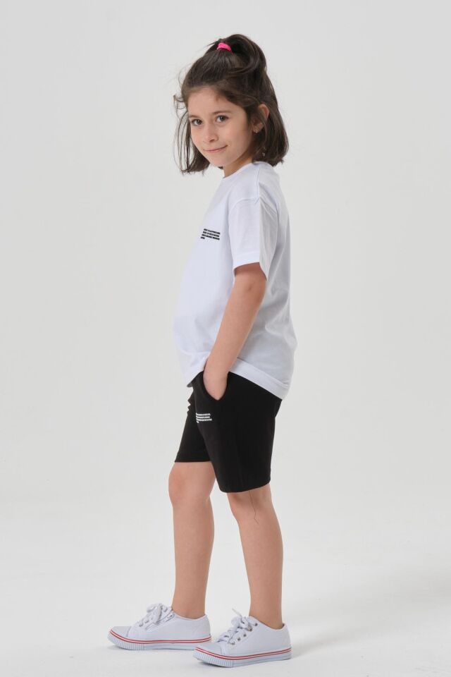 Kız Çocuk Alt Üst Bisiklet Yaka Şort Takım ORANJ - 7-8 Yaş