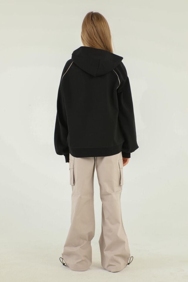 Kapüşonlu Baskı Detaylı Kargo Cepli Kız Çocuk Takım