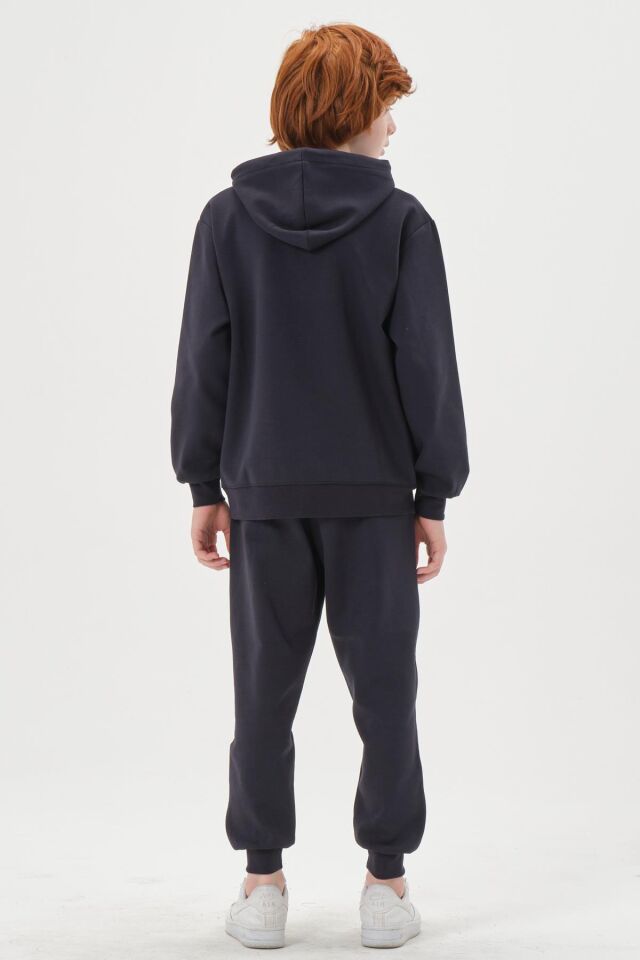 Kapüşonlu Ayarlanabilir Bel Lastikli Çift Cepli Erkek Eşofman Takımı