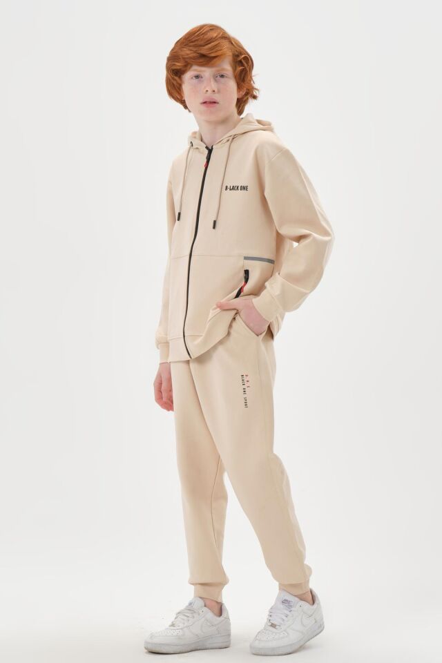 Kapüşonlu Ayarlanabilir Bel Lastikli Çift Cepli Erkek Eşofman Takımı