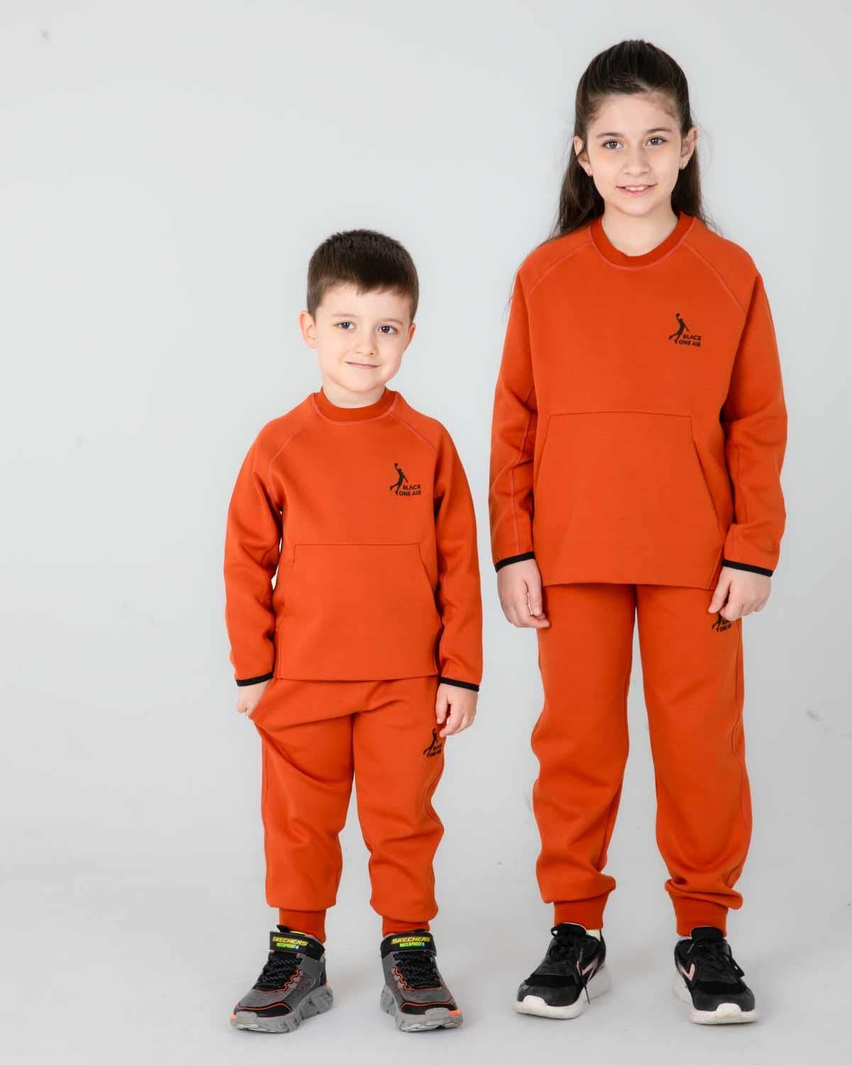 KIZ/ERKEK ÇOCUK BİSİKLET YAKA EŞOFMAN TAKIM KİREMİT - 8-9 Yaş