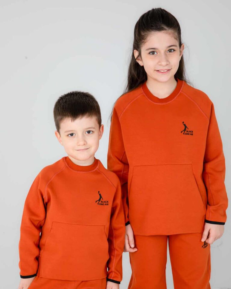 KIZ/ERKEK ÇOCUK BİSİKLET YAKA EŞOFMAN TAKIM KİREMİT - 8-9 Yaş