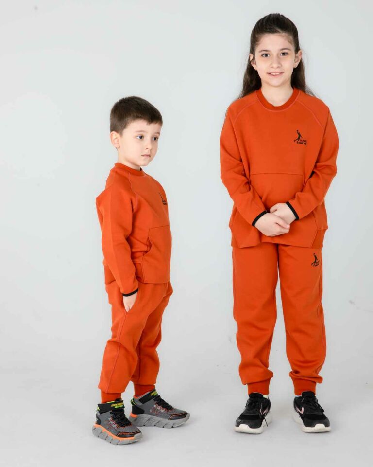 KIZ/ERKEK ÇOCUK BİSİKLET YAKA EŞOFMAN TAKIM KİREMİT - 11-12 Yaş