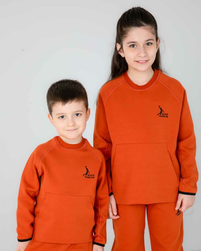 KIZ/ERKEK ÇOCUK BİSİKLET YAKA EŞOFMAN TAKIM KİREMİT - 11-12 Yaş
