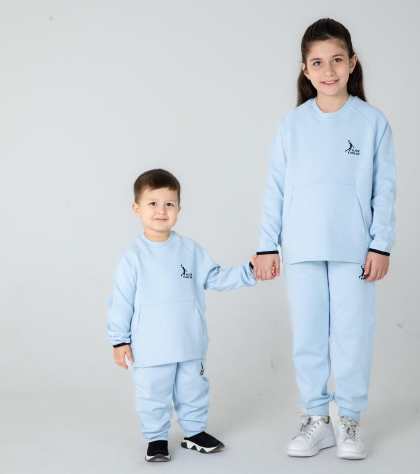 KIZ/ERKEK ÇOCUK BİSİKLET YAKA EŞOFMAN TAKIM MAVİ - 4-5 Yaş