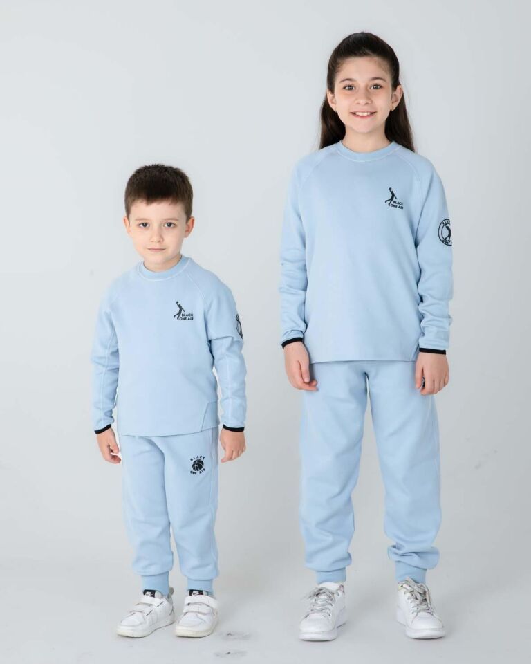 KIZ/ERKEK ÇOCUK BİSİKLET YAKA EŞOFMAN TAKIM MAVİ - 6-7 Yaş