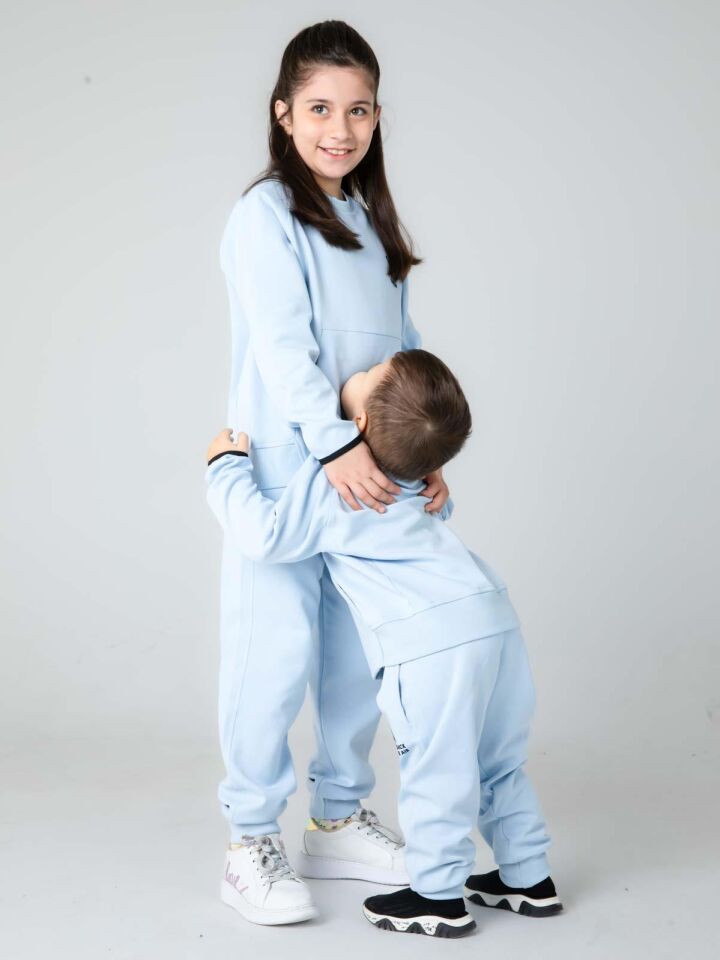 KIZ/ERKEK ÇOCUK BİSİKLET YAKA EŞOFMAN TAKIM MAVİ - 9-10 Yaş