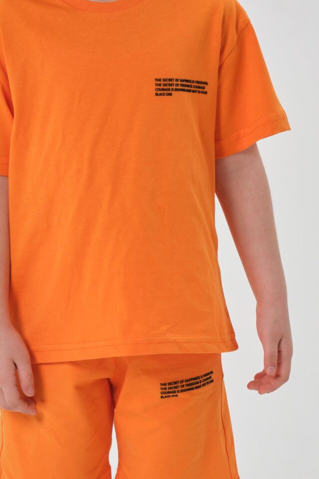 Kız Çocuk Alt Üst Bisiklet Yaka Şort Takım ORANJ - 7-8 Yaş