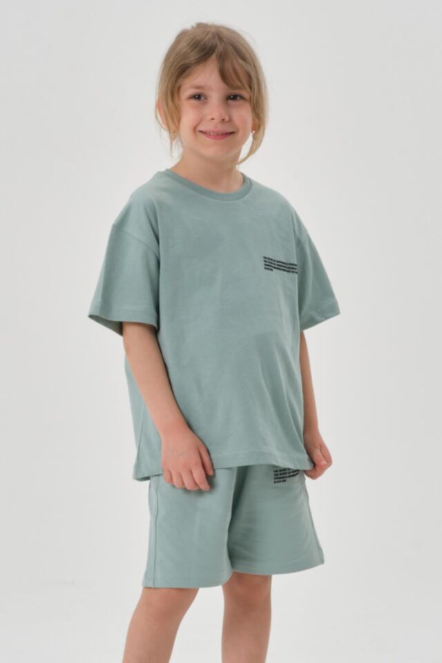 Kız Çocuk Alt Üst Bisiklet Yaka Şort Takım ÇAĞLA - 6-7 Yaş