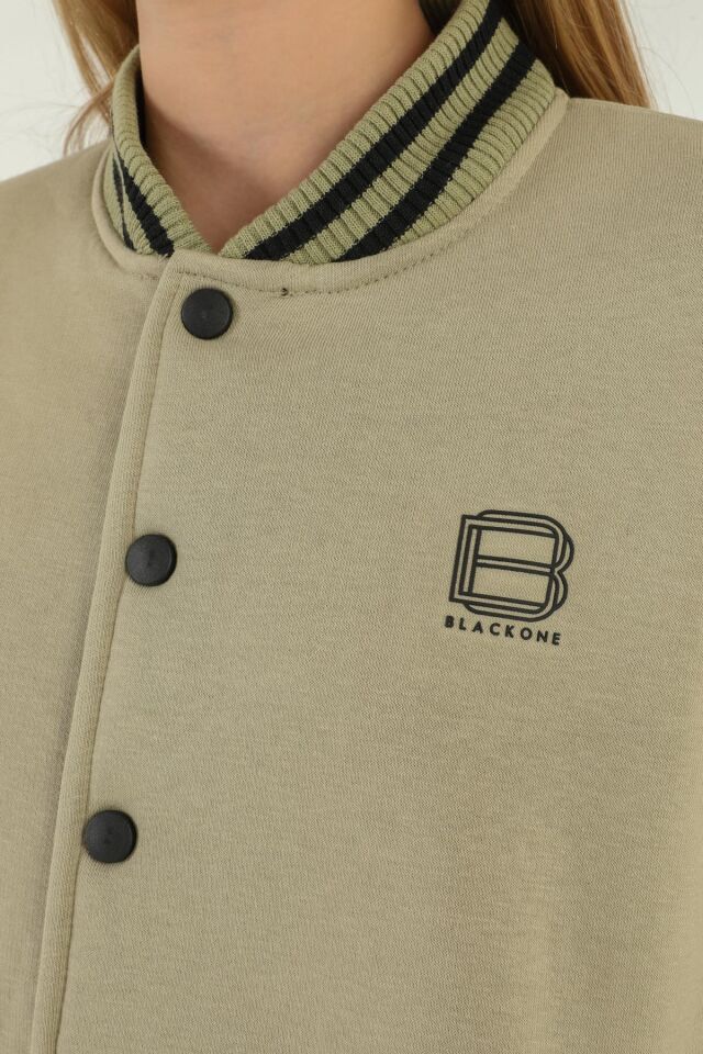 Black One Kız Çocuk Şardonlu Kolej Yaka Bol Paça Eşofman Takımı – Kalın Kumaş – 8-14 Yaş YEŞİL - 12-13 Yaş