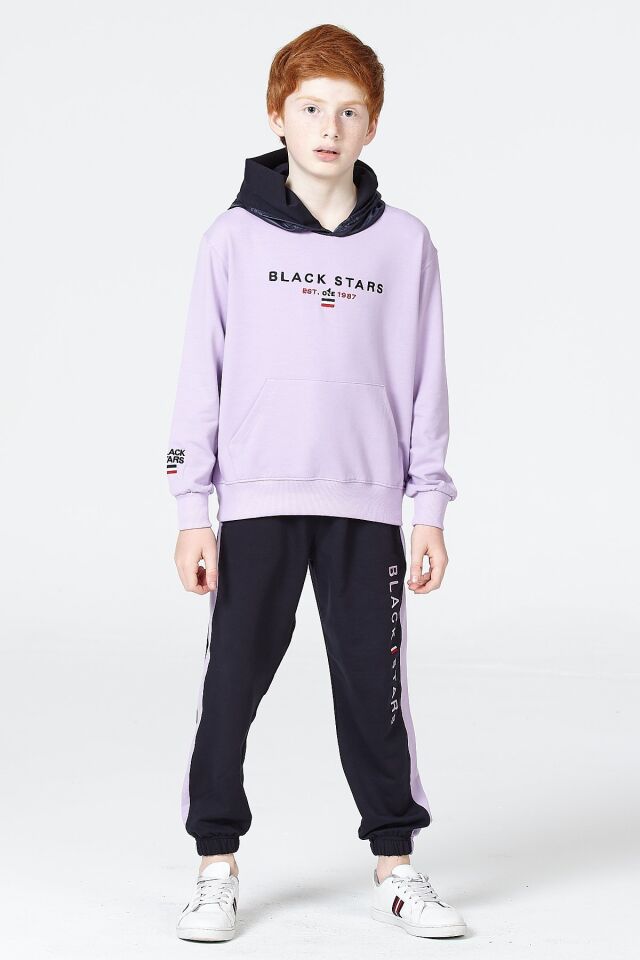 Erkek Çocuk Şardonsuz 2 İplik Spor Eşofman Takımı – Normal Kalıp Mevsimlik 12-13 Yaş - LİLA