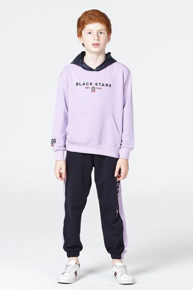 Erkek Çocuk Şardonsuz 2 İplik Spor Eşofman Takımı – Normal Kalıp Mevsimlik 12-13 Yaş - LİLA