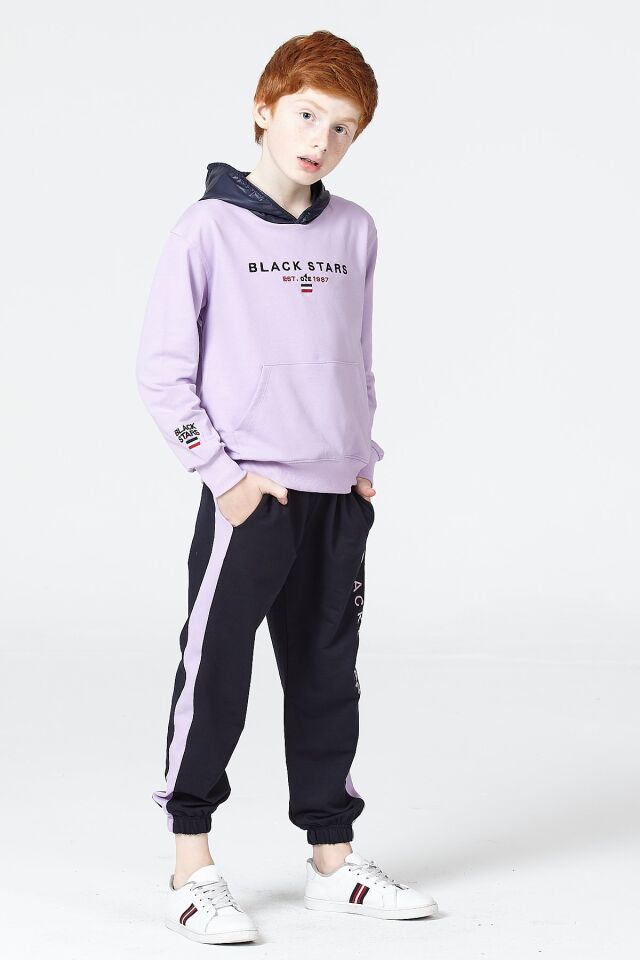 Erkek Çocuk Şardonsuz 2 İplik Spor Eşofman Takımı – Normal Kalıp Mevsimlik 14-15 Yaş - LİLA