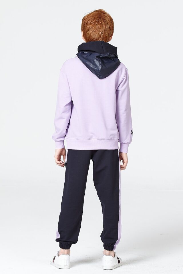 Erkek Çocuk Şardonsuz 2 İplik Spor Eşofman Takımı – Normal Kalıp Mevsimlik 14-15 Yaş - LİLA