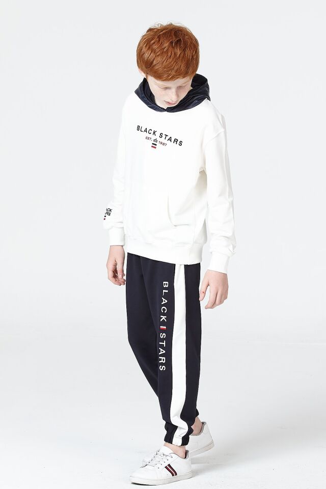 Erkek Çocuk Şardonsuz 2 İplik Spor Eşofman Takımı – Normal Kalıp Mevsimlik EKRU - 12-13 Yaş