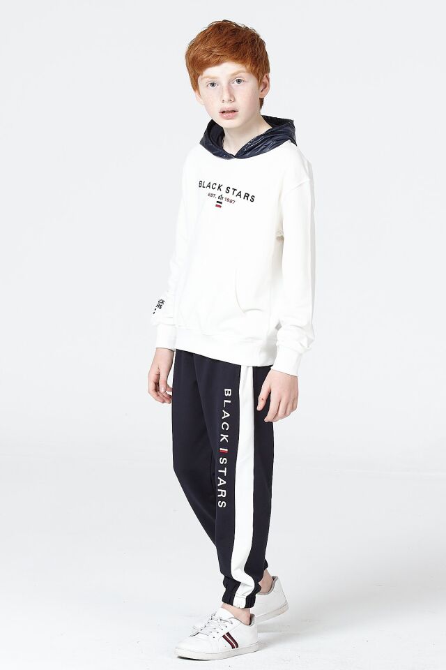 Erkek Çocuk Şardonsuz 2 İplik Spor Eşofman Takımı – Normal Kalıp Mevsimlik EKRU - 12-13 Yaş